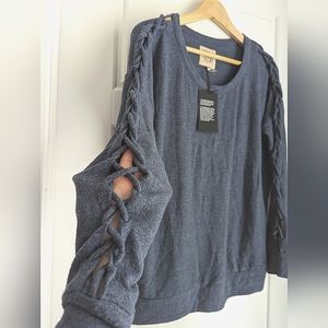 NWT Chaser - Crisscross long sleeve lounge wear top